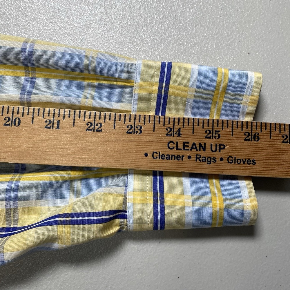 Turnbull Asser Dress Shirt 16 Blue Yellow Plaid - Picture 6 of 10